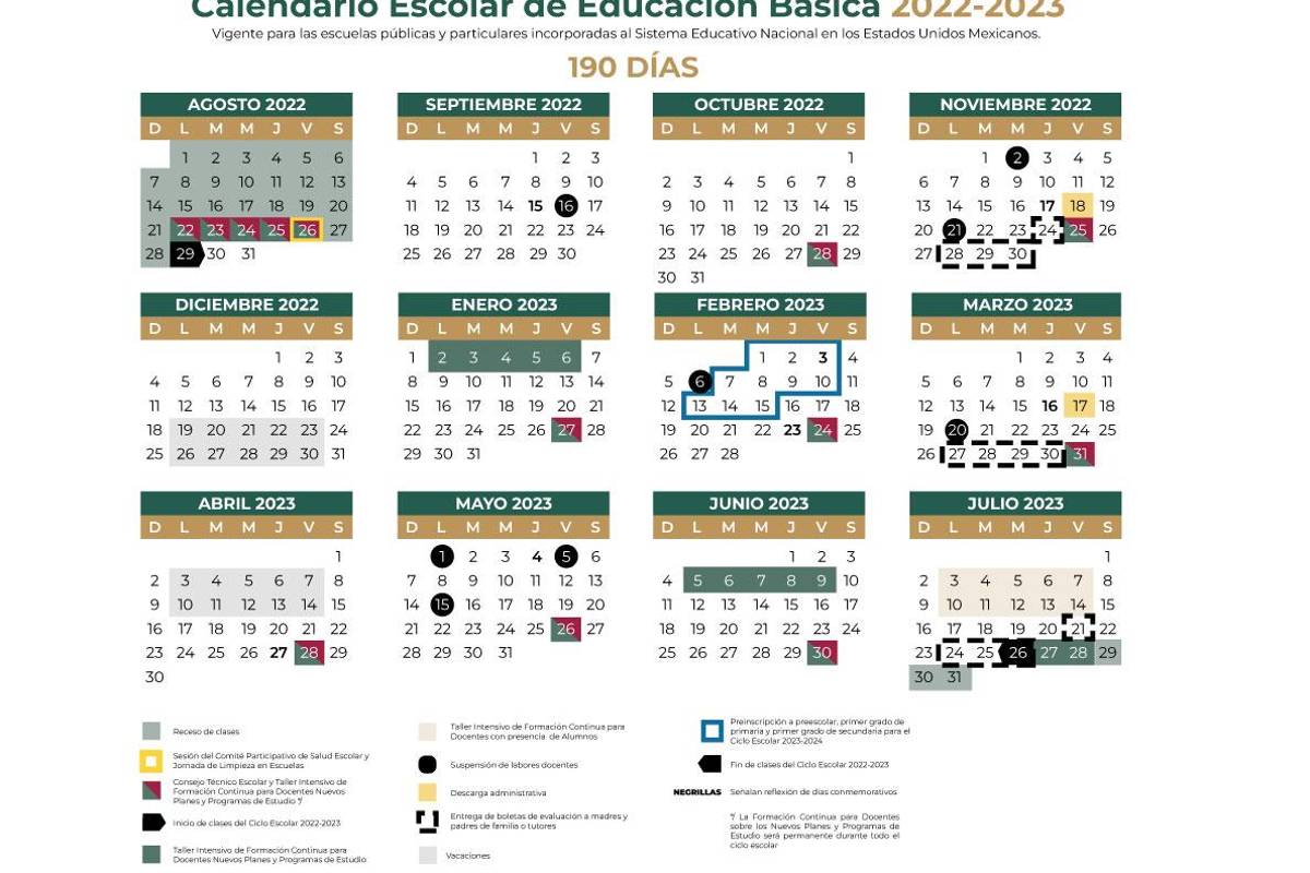 $!Calendario escolar oficial de la SEP, ciclo 2022-2023.