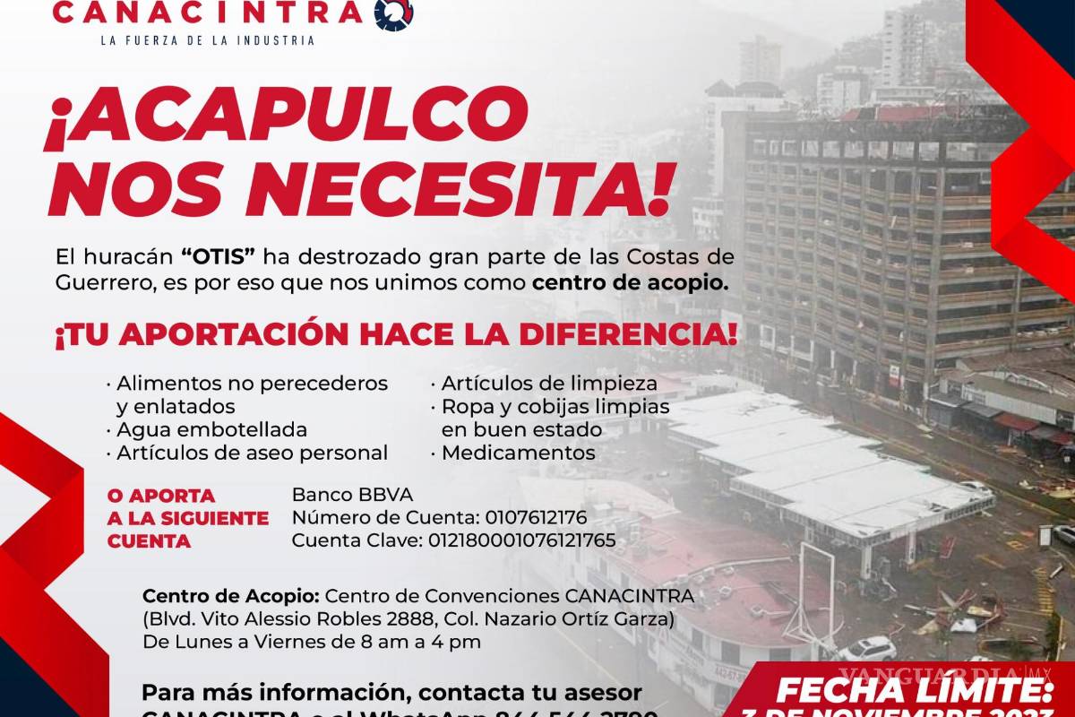 Se solidarizan cámaras de Coahuila con afectados por ‘Otis’