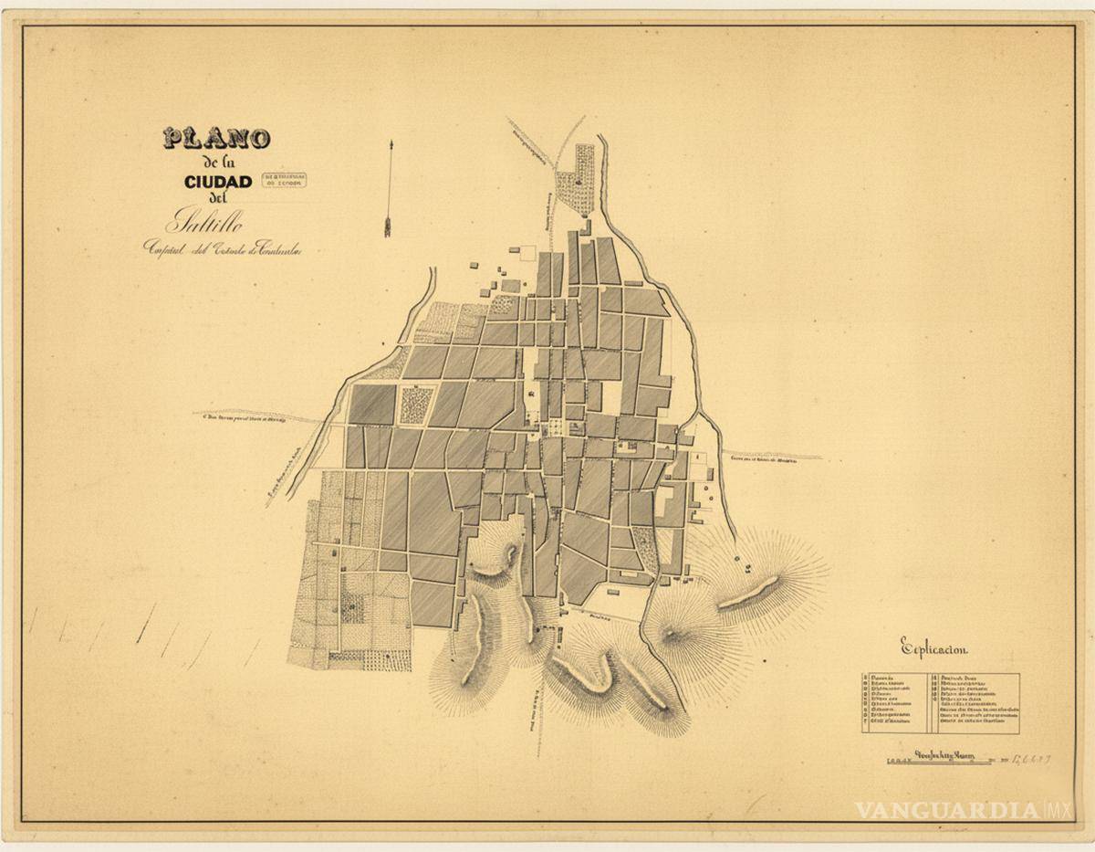 $!En este plano de 1836 no aparece el “Pueblo de San Esteban de la Nueva Tlaxcala” como entidad separada; el plano muestra una traza urbana unificada, lo que refleja la integración formal de ambas poblaciones