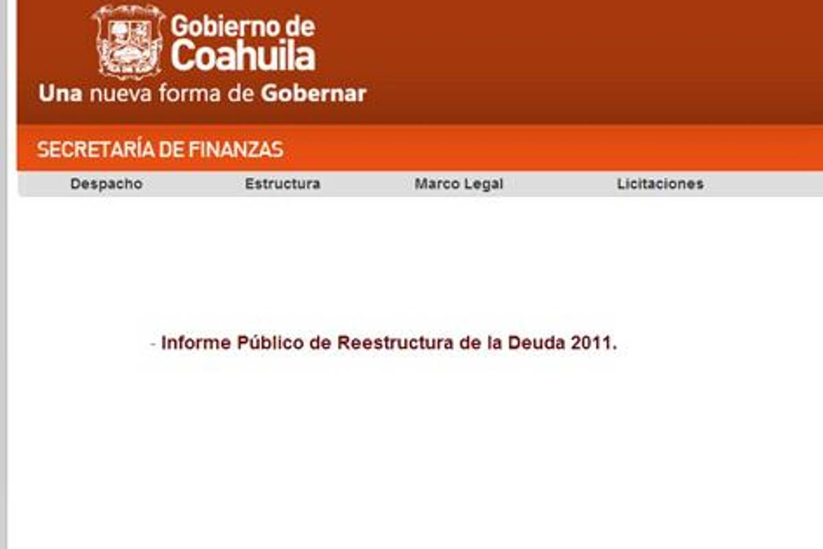 Transparenta gobierno estatal información sobre deuda de Coahuila