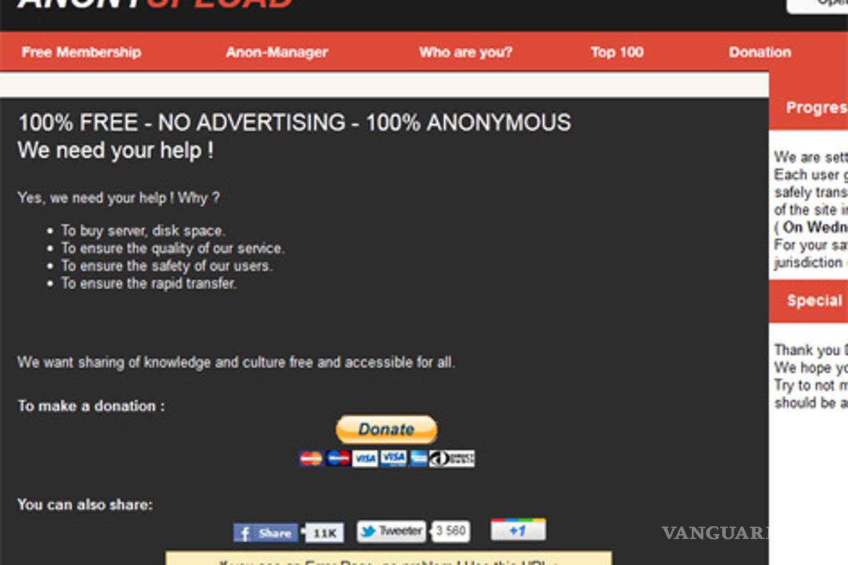 Anonymous lanza Anonyupload, sitio suplente de Megaupload