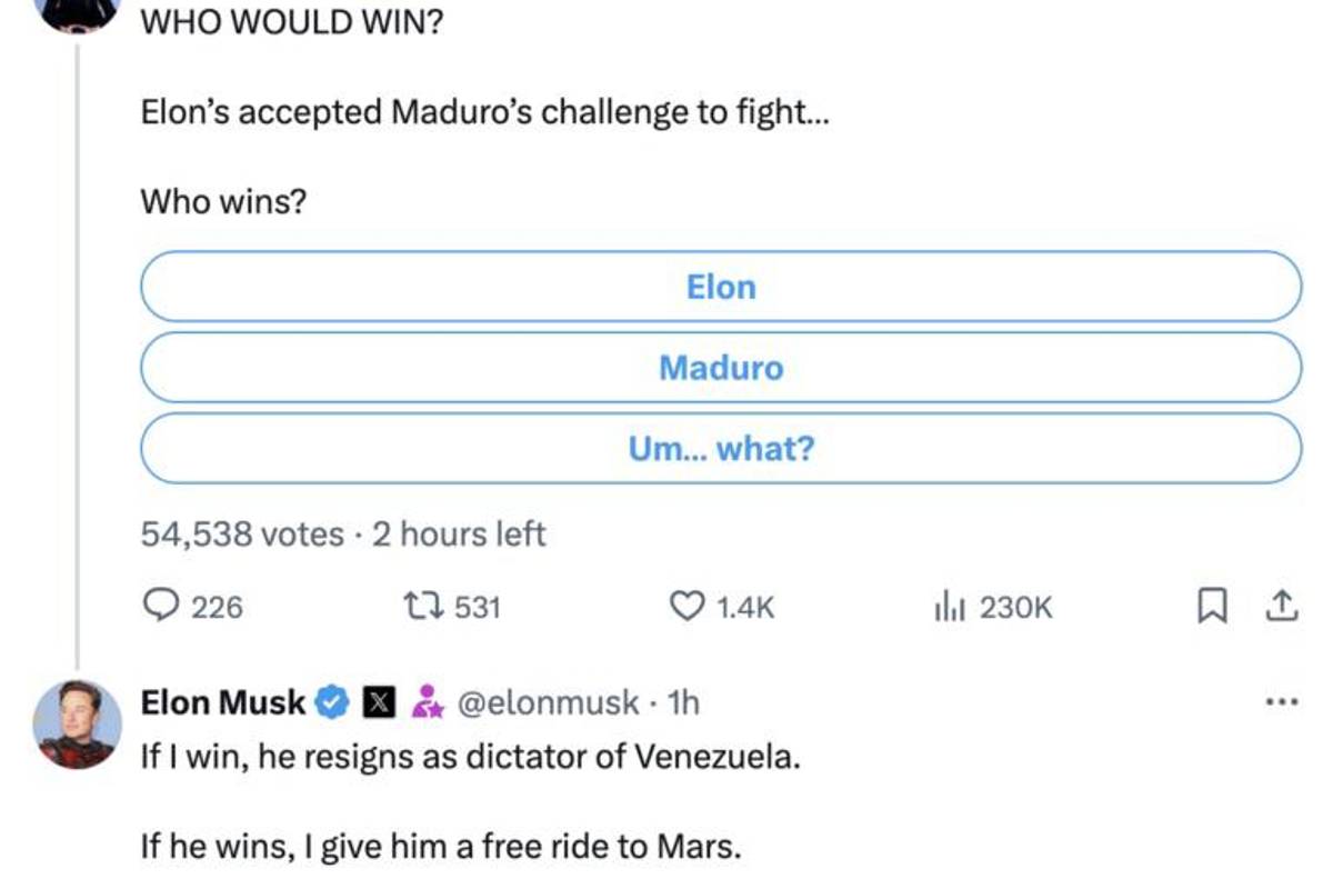 $!Musk acepta pelear contra el presidente de Venezuela, Nicolás Maduro