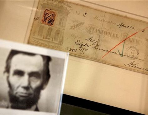 Encuentran cheque hecho por Lincoln un día antes de su muerte