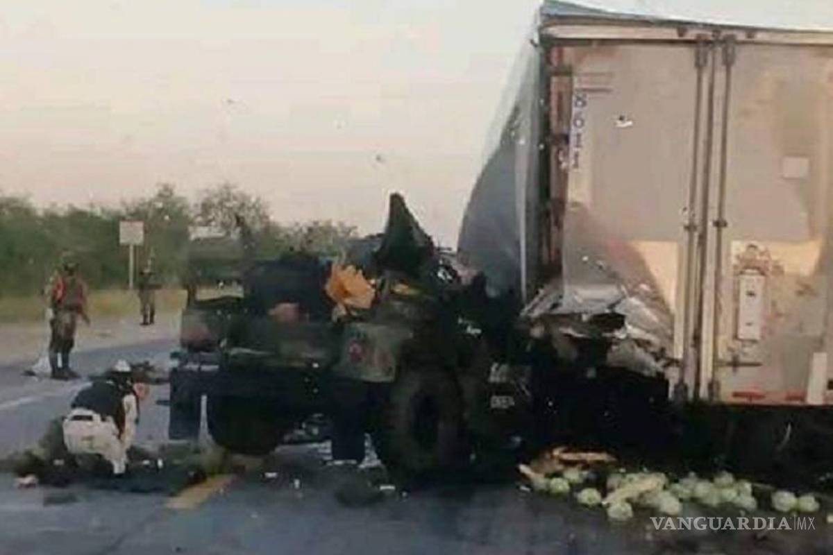 Mueren siete militares tras chocar vehículo de la Sedena contra tráiler en Tamaulipas