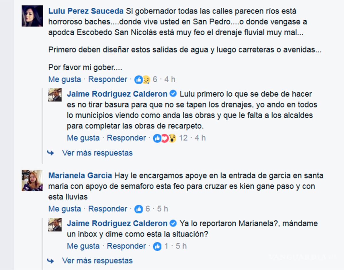 $!"El Bronco" publica fotografía sobre las lluvias en NL y en redes lo tunden