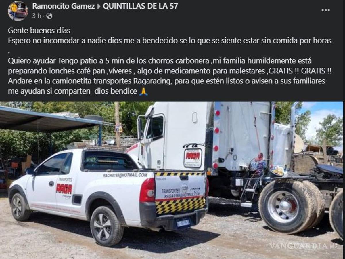 $!Familia de la Sierra de Arteaga ofrece alimentos gratis a varados por la tormenta tropical ‘Alberto’