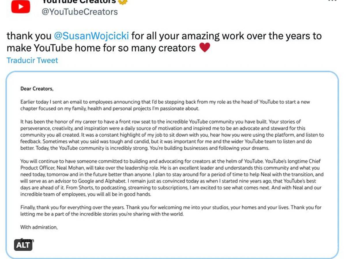 $!CEO de YouTube deja el cargo, tras casi 10 años