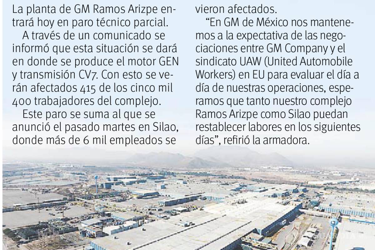 $!Producción de GM en México traba negociaciones de huelga en EU; golpea a la industria en Coahuila