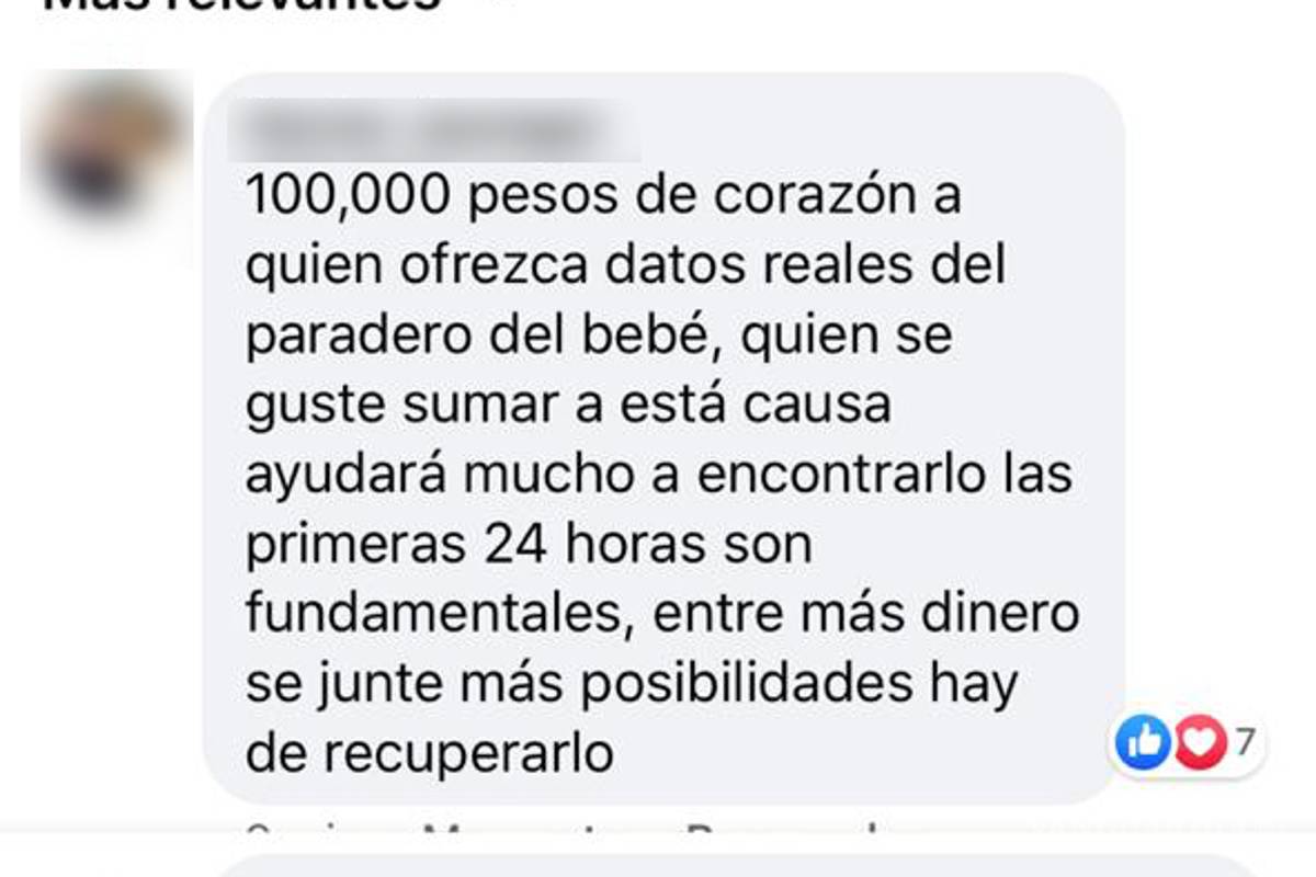 $!Ofrecen 100 mil pesos por datos reales de paradero de bebé secuestrada en Saltillo
