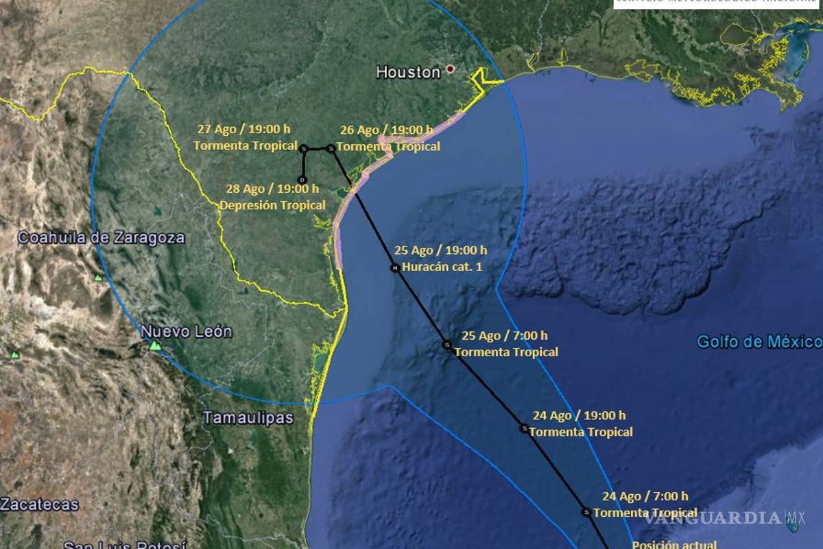 Amenaza ‘Harvey’ con volverse huracán; Coahuila, con fuertes lluvias