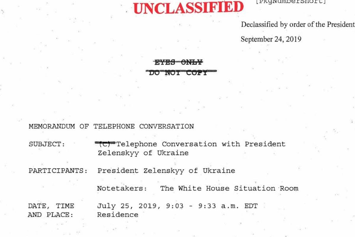 $!La transcripción de la llamada de Trump muestra que presionó al presidente de Ucrania para que investigara a Biden