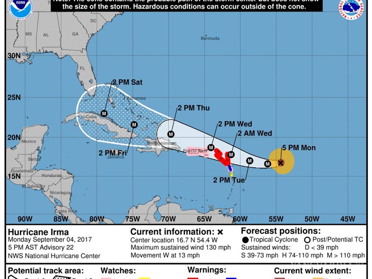 $!Huracán Irma alcanza categoría 4; continúa ganando fuerza