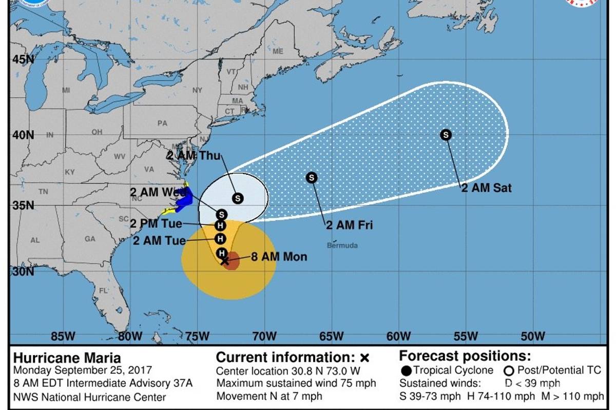 El huracán María se dirige a las costas de Carolina del Norte, evacuan a sus habitantes