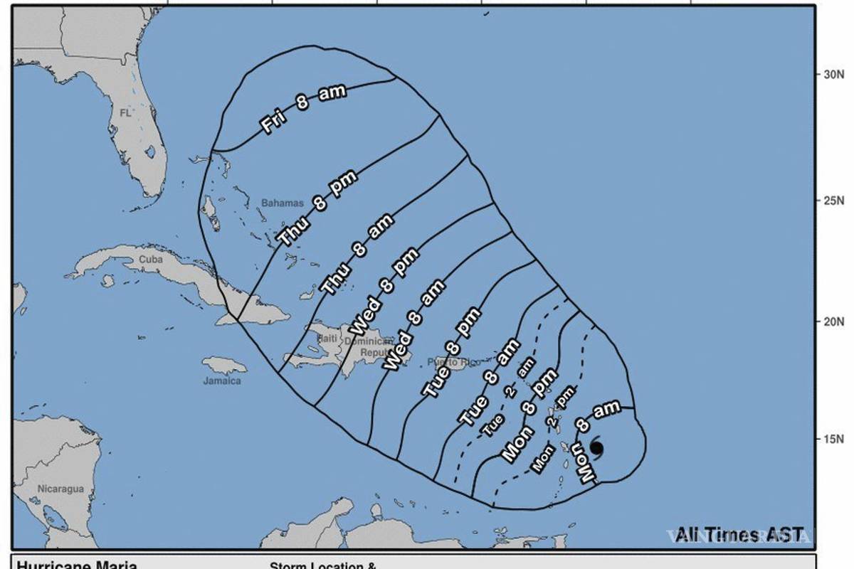 María sería el primer huracán categoría 4 sobre Puerto Rico en casi un siglo