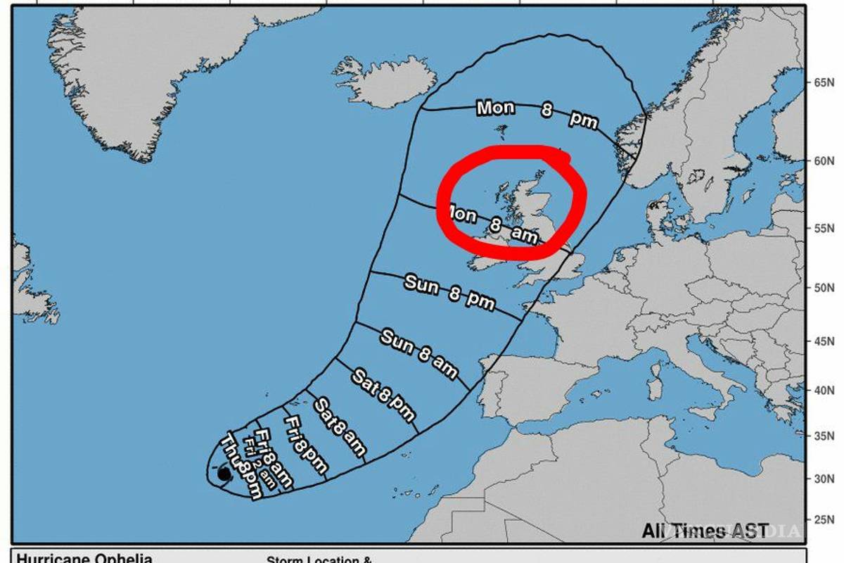Alerta en Irlanda y Reino Unido por huracán 'Ofelia'