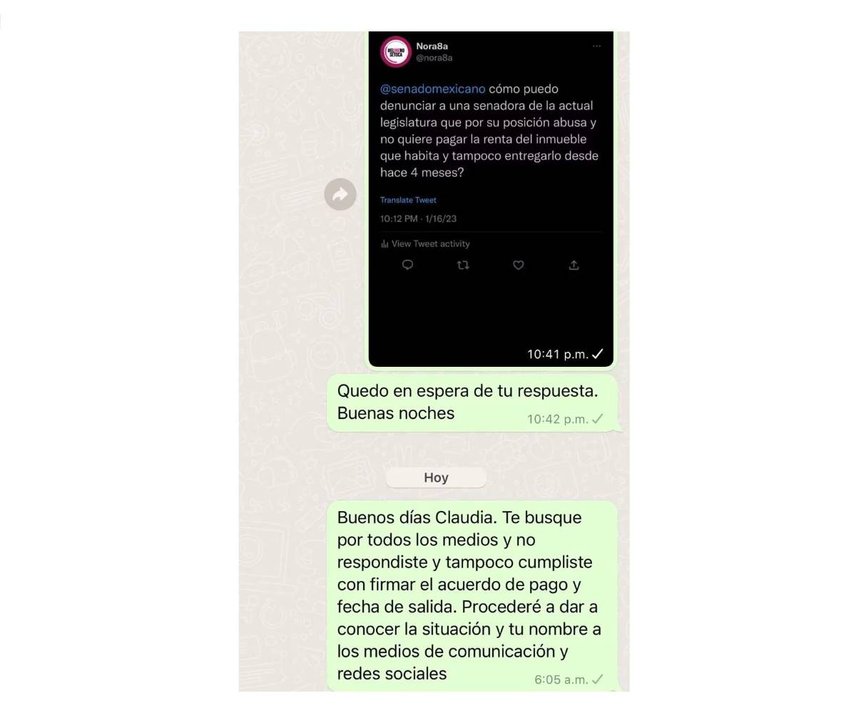 $!Demandan a senadora de Morena, debe 200 mil pesos de renta y no entrega casa