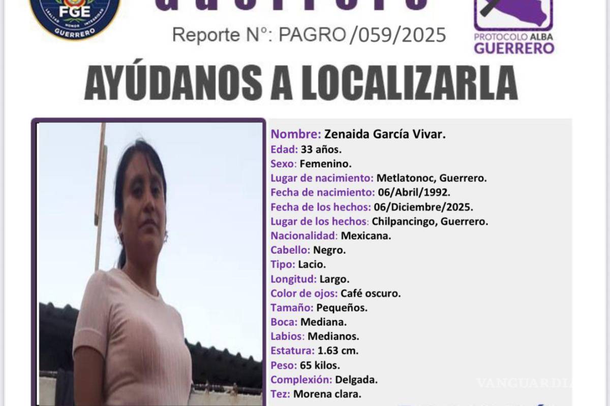$!La Fiscalía de Guerrero activó el Protocolo Violeta tras la desaparición de Zenaida García y sus hijos, cuyo paradero continúa desconocido