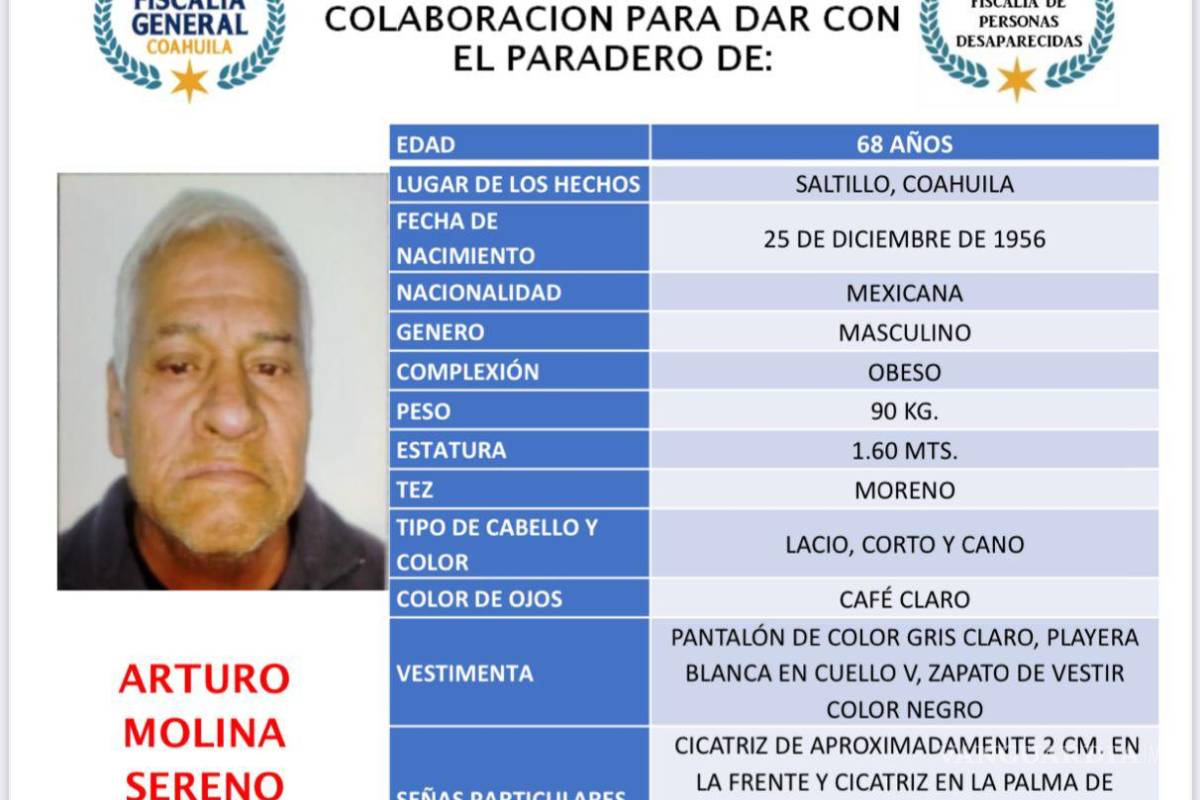 $!Arturo Molina, de 68 años, había sido reportado como desaparecido desde el 12 de julio.