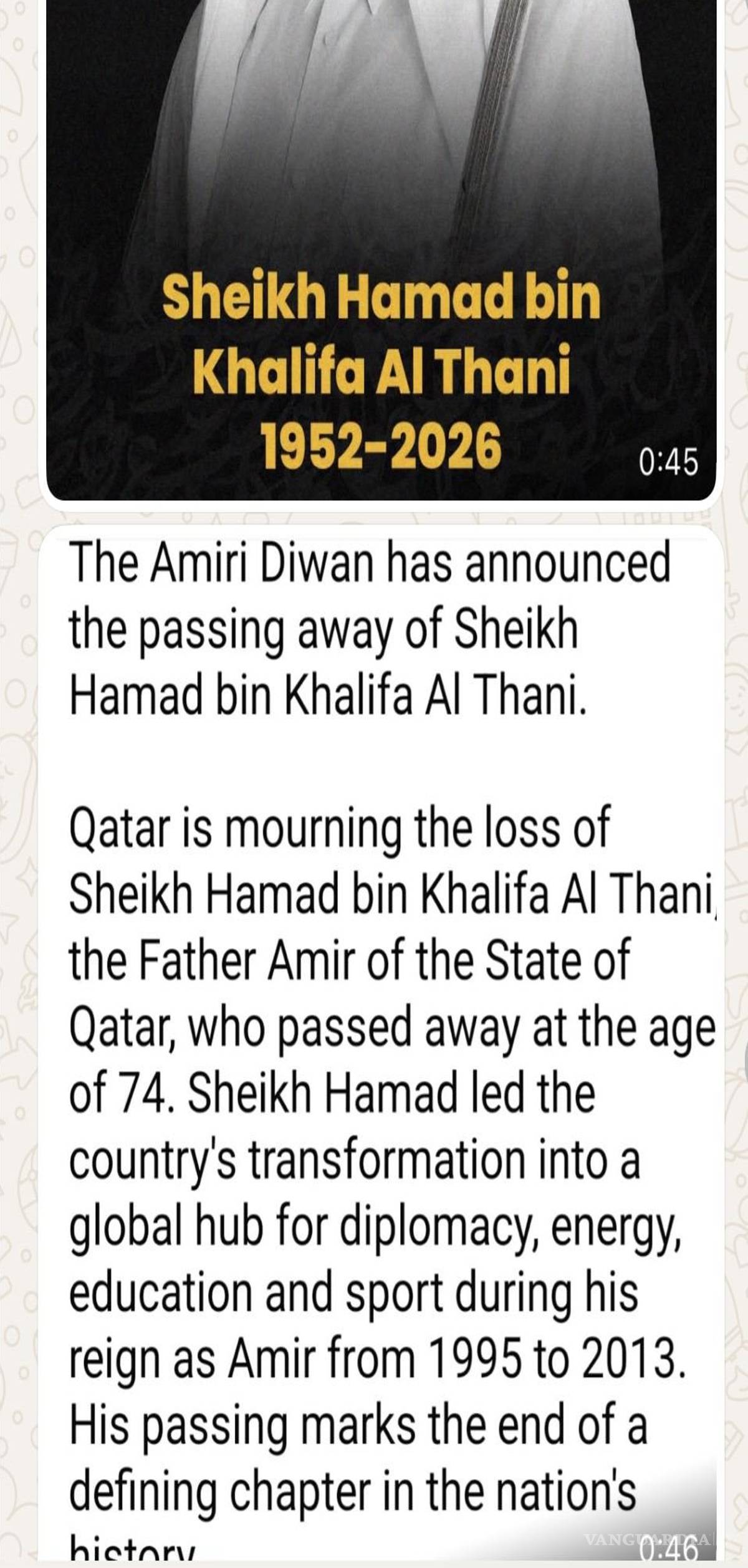 $!Sheikh Hammad bin Khalifa Al Thani. 1952-2026.