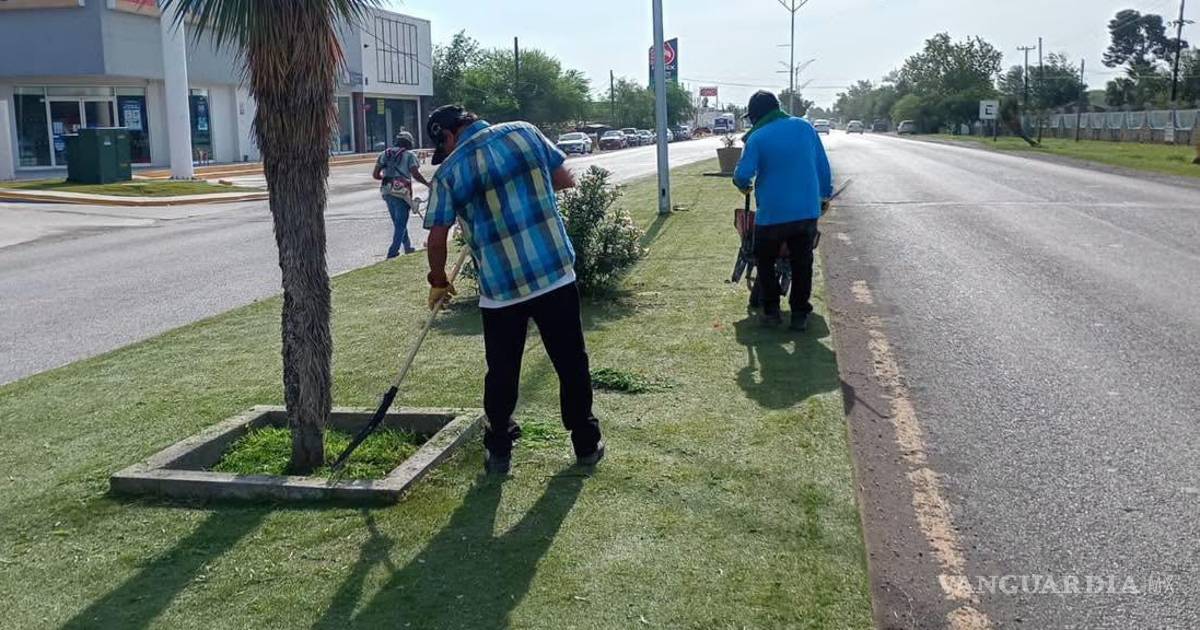 Refuerzan en Múzquiz, Coahuila, limpieza de vialidades y plazas para mejorar la imagen urbana