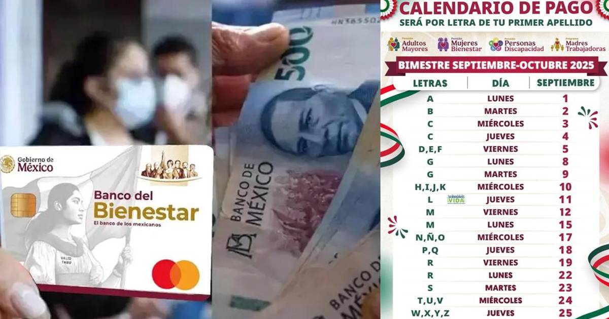 Pensión del Bienestar... ¿Qué apellidos reciben el pago de 6 mil 200 pesos del 4 al 25 de septiembre, según el calendario?