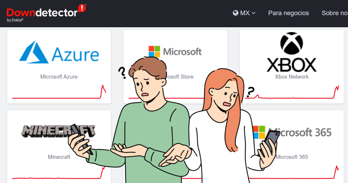Fallo masivo: Servicios de Microsoft y Amazon colapsan a nivel mundial y afectan a miles de usuarios en México