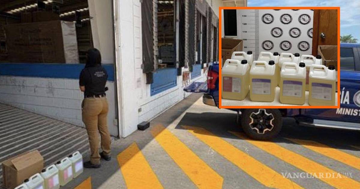 Operativo incauta 40 litros de metanfetamina líquida dentro de empresa de paqueteria sinaloense
