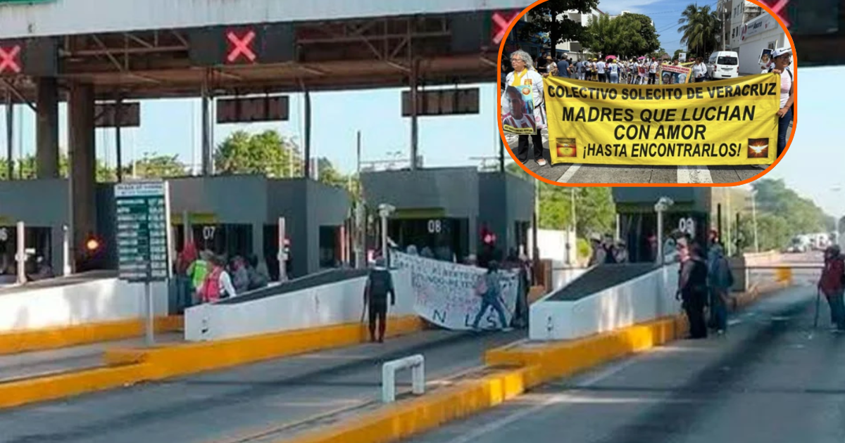 Colectivo enmascarado toma caseta de cobro Tuxpan-México en protesta a la desaparición forzada