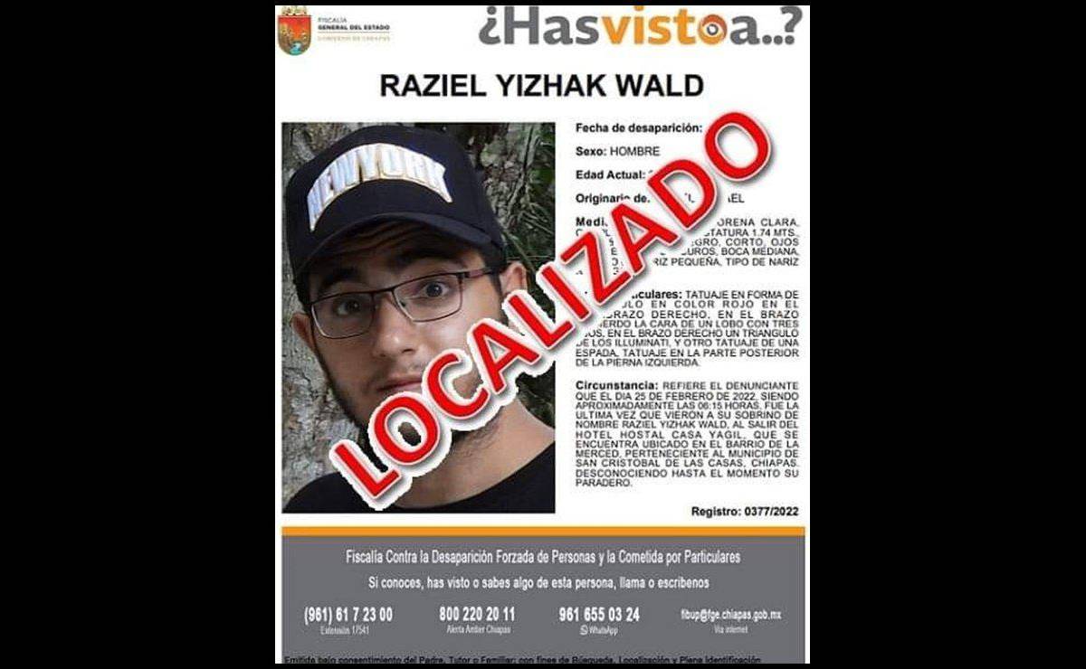 Localizan con vida a turista israelí desaparecido en Chiapas