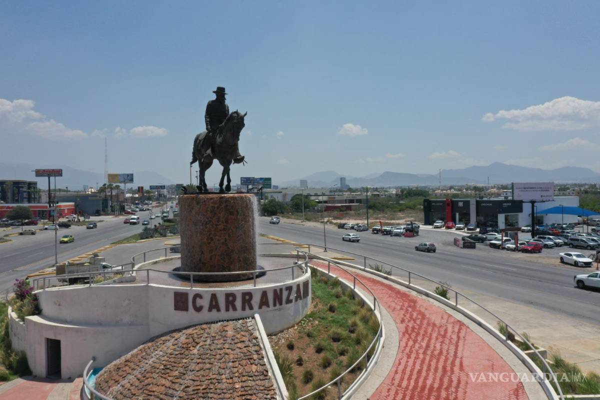 Rehabilitan fuente de la Glorieta de Venustiano Carranza, en la entrada norte de Saltillo