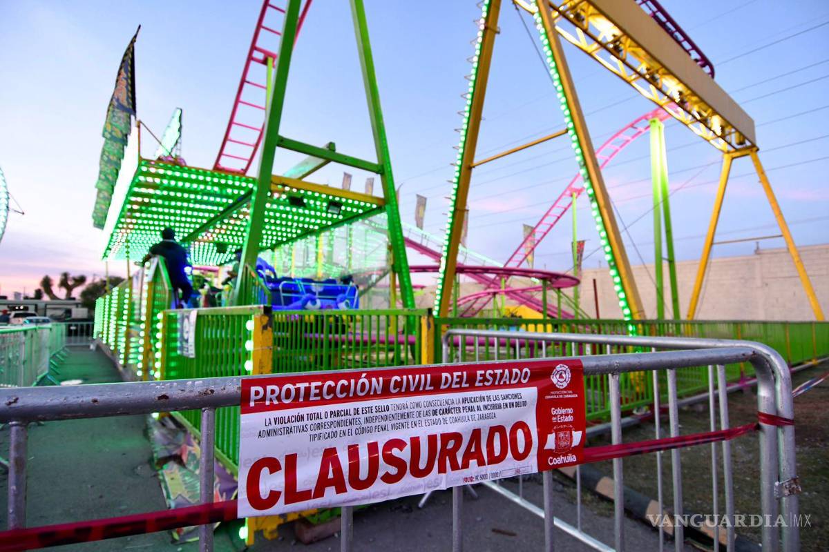 Clausuran cinco juegos mecánicos de la Feria de Saltillo por peligrosos