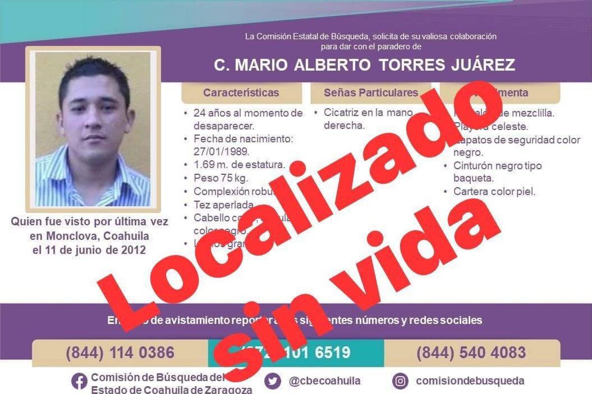 Identifican restos de joven desaparecido en 2012, en Monclova