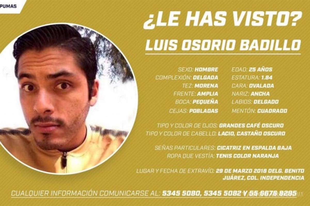 Reportan desaparecido a integrante de fuerzas básicas de Pumas