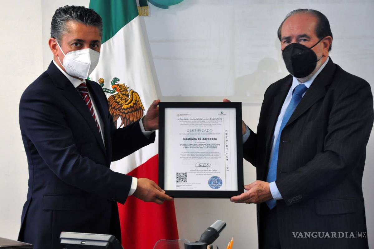 Otorgan al Poder Judicial de Coahuila certificación en juicios orales mercantiles