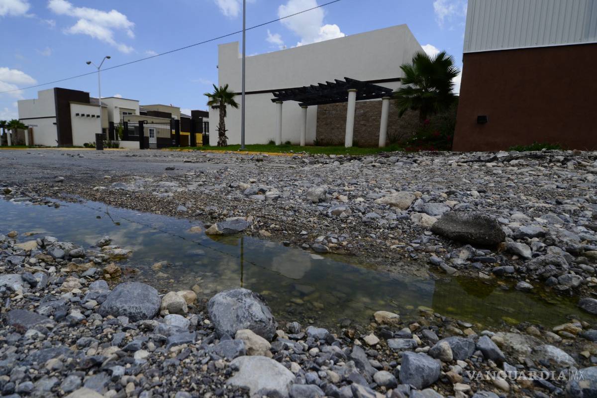 Agua estancada, convertida en foco de infección en calle de popular colonia de Saltillo
