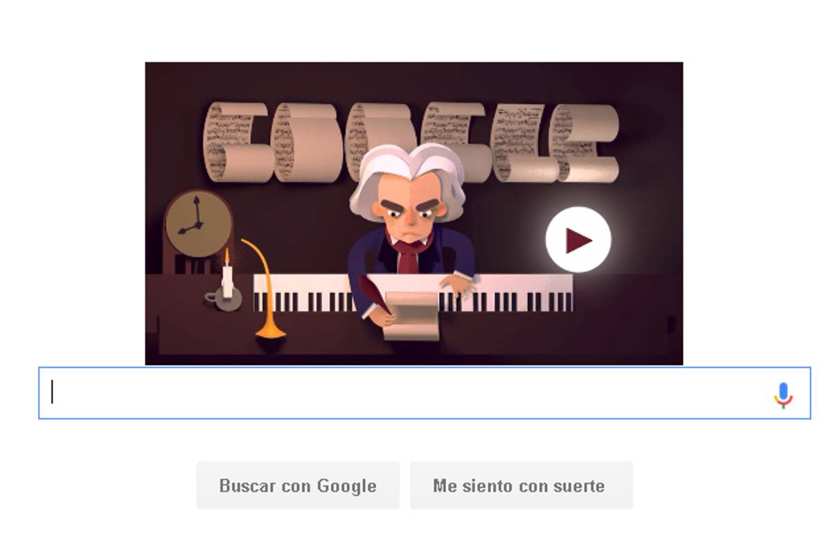 Beethoven y sus partituras en el nuevo ‘doodle’ de Google