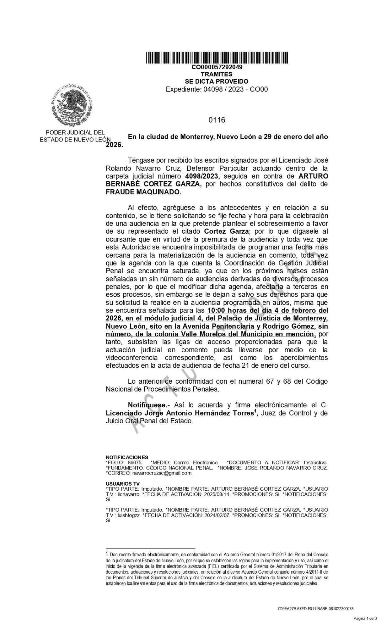 $!Defensa legal de Arturo Cortez, dueño de Garage y Talleres, pide sobreseer su caso ante fabricación de pruebas de la Fiscalía y del Poder Judicial de NL