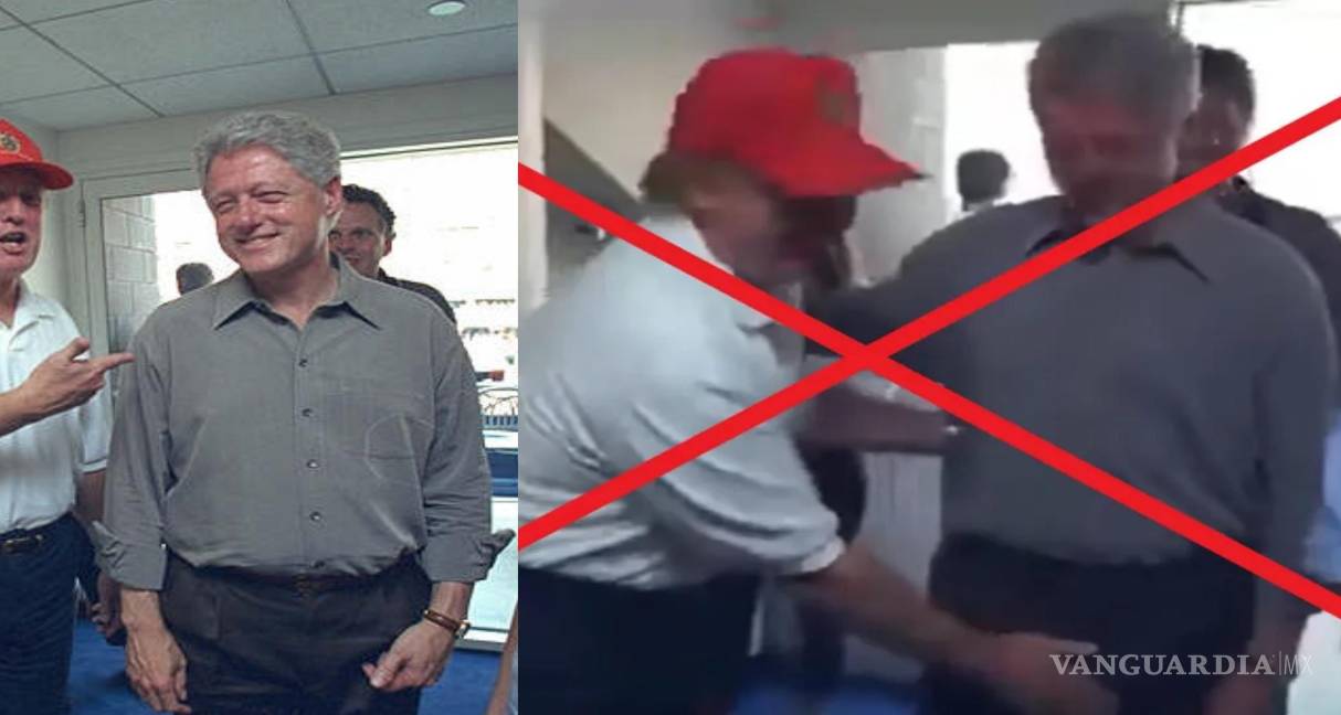$!Izquierda foto original del encuentro entre Donald Trump y Bill Clinton. Derecha, la misma imagen manipulada a través de la inteligencia artificial.