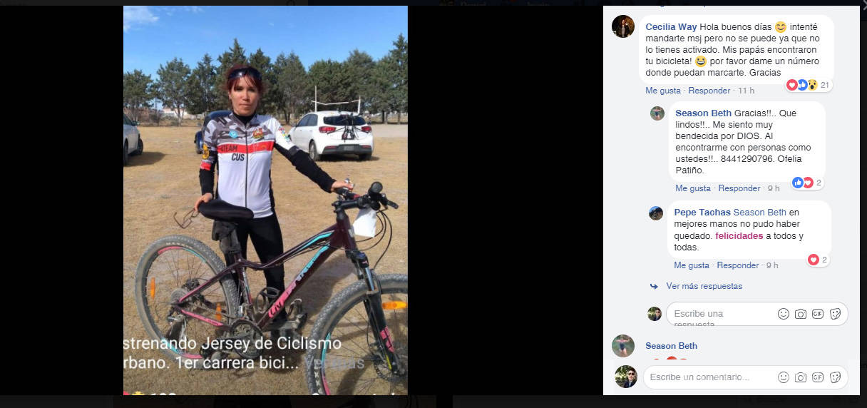 $!Atleta Saltillense pierde bicicleta y la recupera dos días después gracias a redes sociales