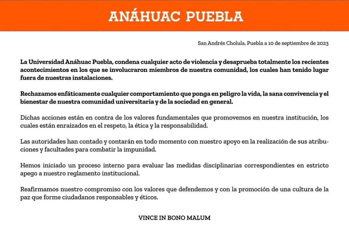 $!La universidad desaprobó cualquier muestra de violencia ejercida por sus estudiantes