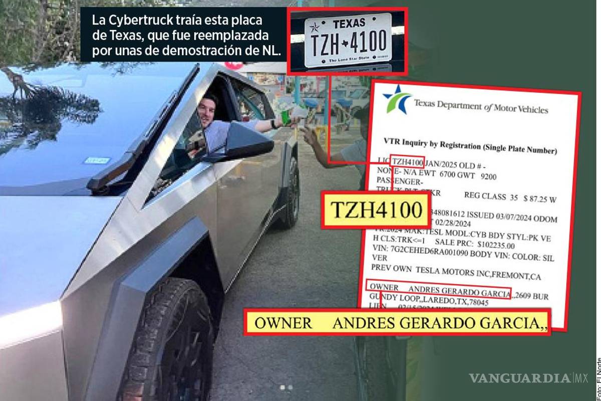 $!Cybertruck de Tesla que usa a diario Samuel García está a nombre de un vecino suyo