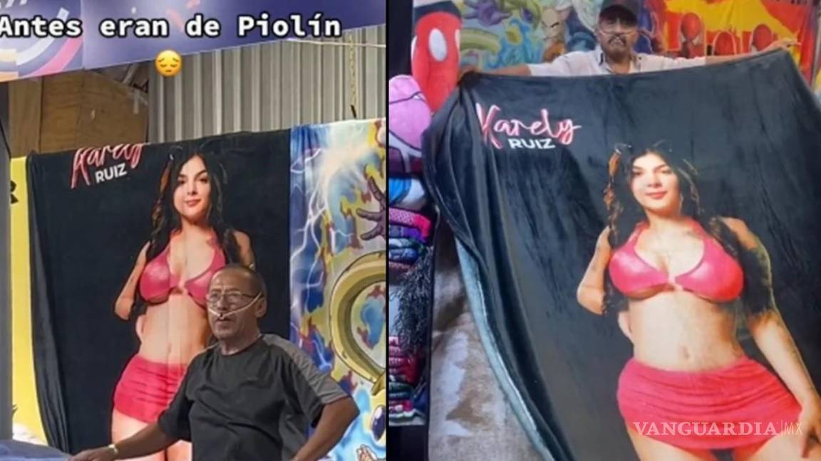 $!La cobija muestra a Karely Ruiz de cuerpo entero en un fondo negro. (FOTO: INTERNET)