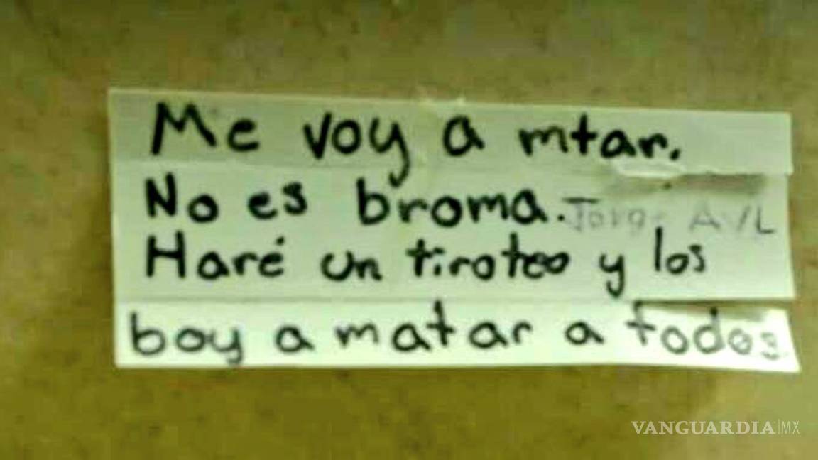 $!Impiden tiroteo en CBTIS de Coahuila; alumno planeaba realizar un ataque