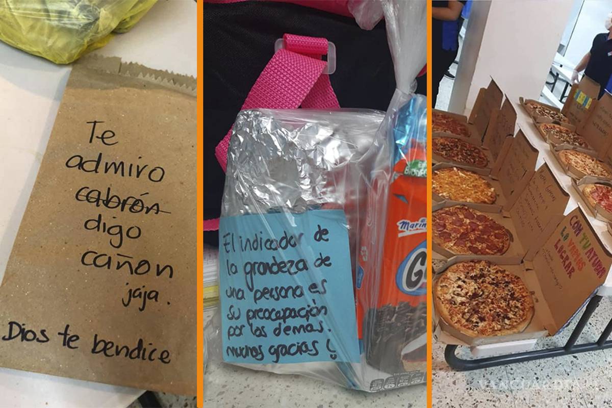 Personal de la Clínica 1 del IMSS en Saltillo recibe pizzas y bolos como agradecimiento