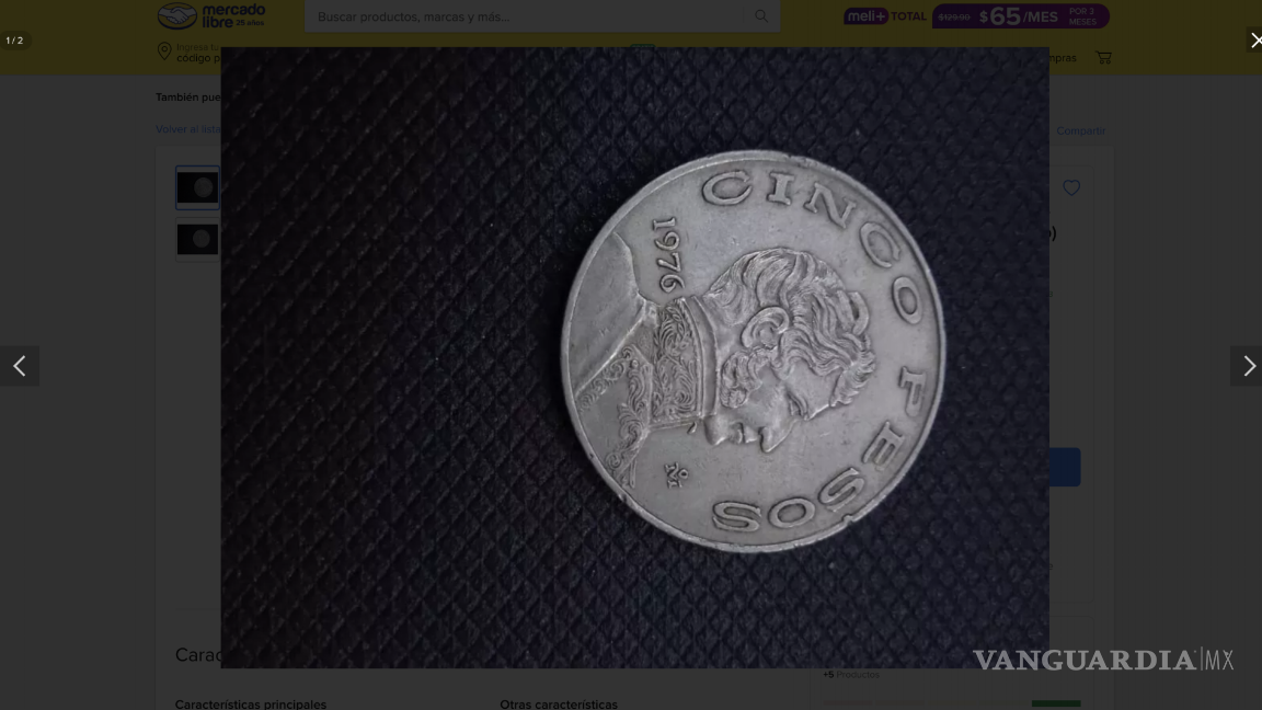 $!Esta moneda antigua de 5 pesos de 1976 está valuada en mil 250 pesos