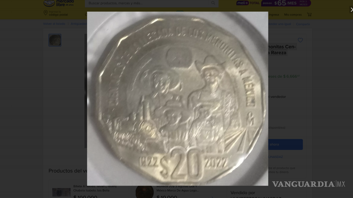 $!La moneda mexicana de $20 pesos que conmemora los 100 años de la llegada de los menonitas a México ha capturado la atención de coleccionistas.