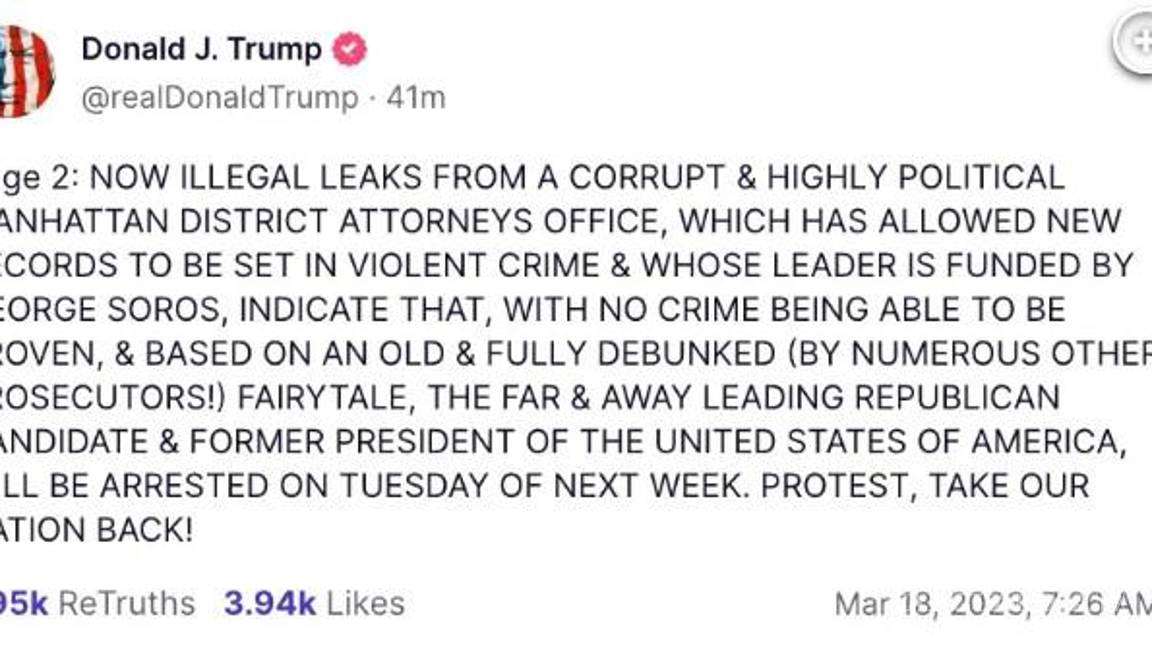 $!Trump afirma que el martes será arrestado por el caso de Stormy Daniels