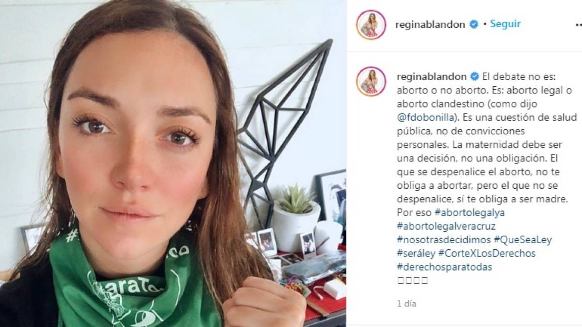 Regina Blandón se muestra a favor del aborto y pierde millones de seguidores