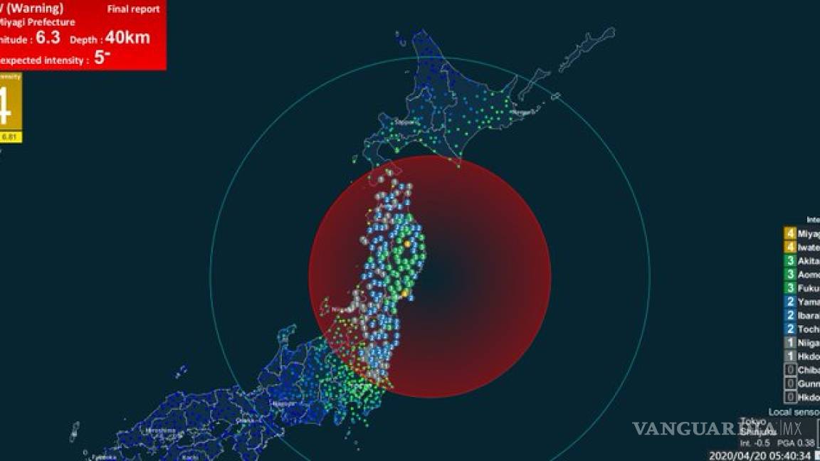 En las costas de Japón se presenta terremoto de 6.4