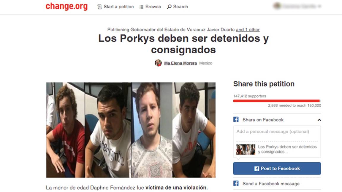 $!Activista lanza petición en Change.org para detener a "Los Porkys"